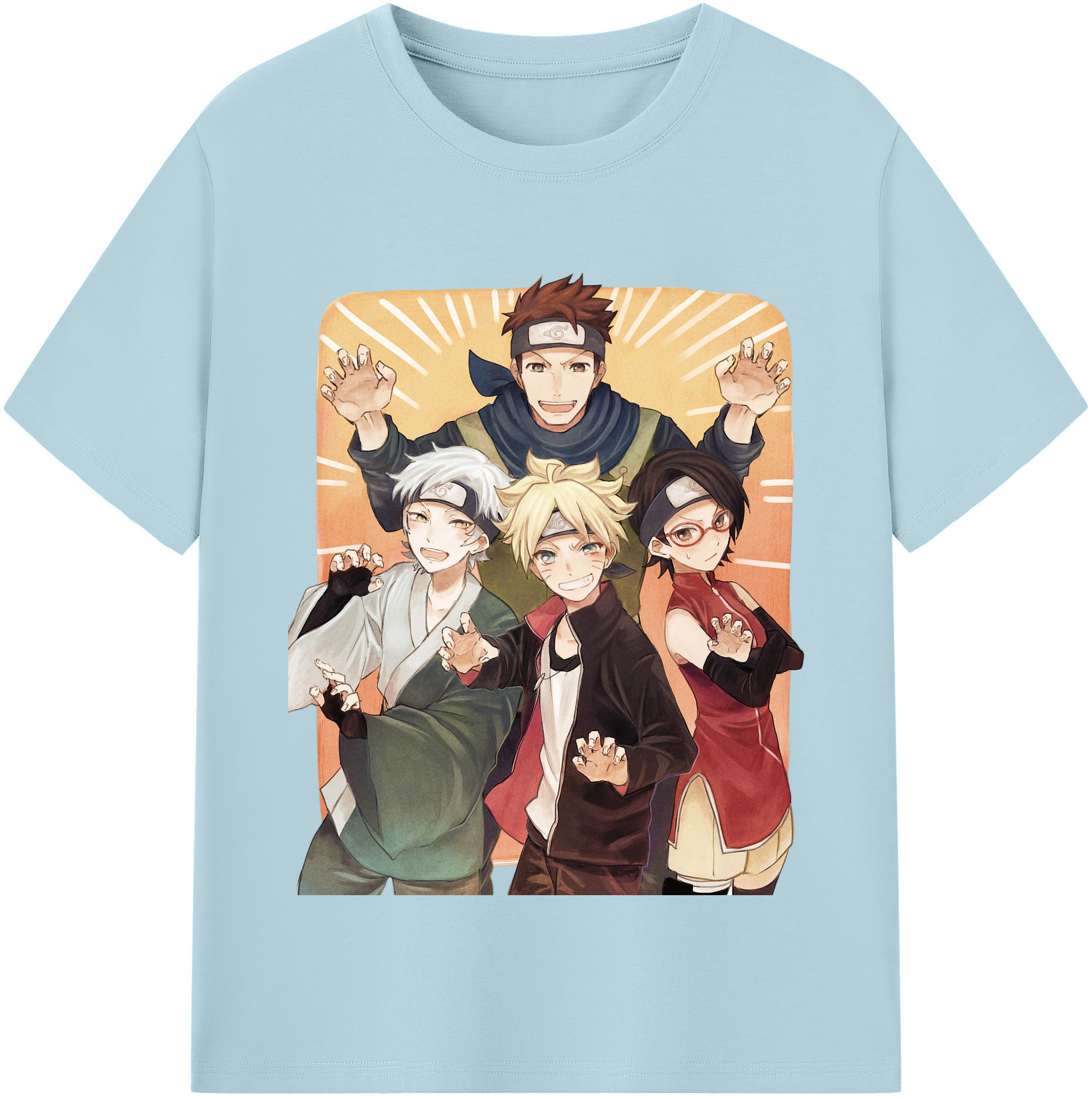 （画像用） NARUTO -ナルト- うちは サラダ Uchiha Sarada 綿100％半袖Tシャツ（フロントプリント）
